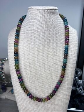 Multicolor Tourmaline Beaded Necklace - Elegant Women’s Jewelry